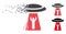 Disappearing Pixelated Halftone Man Abduction UFO Icon