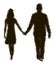 Disappearing silhouette of loving couple