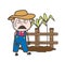 Disappointed Cartoon Farmer in Field Vector