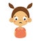 Disappointed Little Girl Flat Cartoon Portrait Emoji Icon With Emotional Facial Expression