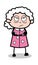 Disappointed - Old Cartoon Granny Vector Illustration