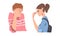 Disappointed Young Man and Woman Trying to Remember Something Feeling Frustration About Forgetting Things Vector Set