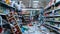 Disarray in supermarket aisles following an earthquake
