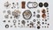 Disassembled watch parts neatly arranged, showcasing intricate mechanics and design