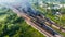 Disaster from Above, Aerial View of Train Derailment Accident, Generative AI