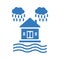 Disaster, flood, home insurance icon / vector graphic