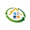 after disaster property maintenance repair house vector. home restoration logo design