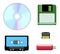 Disc, diskette, cassette icons