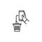 Discard, hand, trash, smartphone icon. Element of social addict icon. Thin line icon for website design and development, app