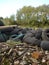 Discarded Tyres amongst Rubble