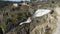 Discharge of a reservoir due to the melting of snow due to the arrival of spring. Atazar, Madrid