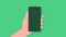 Discharged charged battery smartphone - infographic. Isolated on green background. Motion graphics.