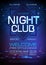 Disco abstract background. Neon sign Night club poster.
