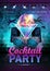 Disco ball background. Disco cocktail party poster on triangle b
