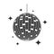 Disco ball or mirror ball icon with shining stars. Element of lighting design for dance floors and discos