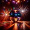 Disco ball, party light accessory, bright glowing sparkling sphere
