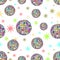 Disco ball seamless patterns for nightclub design. Stylish pattern with colorful disco ball on transparent background. - Vector.