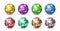 Disco balls. Night club glitter discoballs. Shiny equipment for dance party. Sphere from square and triangular pieces of