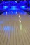 Disco bowling lane wooden floor selective focus