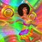 Disco dancing girl on abstract background