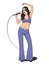 Disco Diva. Pop Singer Girl with Microphone. Pin Up, Pop Art style.