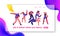 Disco Guy Freestyle Dancing Part Landing Page. Youth People, Boy and Girl Active Motion Together. Activity Lifestyle on Street