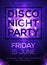 Disco night party poster template with shining
