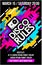Disco Rules music poster, music banner or flyer with cassette trendy colorful neon design cool elements & lettering composition