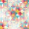 Disco seamless pattern of halftone dots in retro