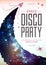 Disco space background. Disco party poster on open space background
