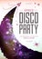 Disco space background. Disco party poster on open space background