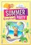 Disco summer cocktail party poster. Paper cut out art style design