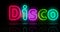 Disco symbol neon light 3d illustration