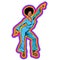 Disco woman dancing, eighties style 80s. Afro hairstyle