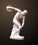 Discobolus Going To Throw Bitcoin On Brown Background