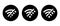 Disconnect wifi icon set collection on black circle. Lost wireless connection sign symbol vector