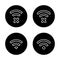 Disconnect wifi line icon on black circle. Wireless network vector