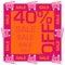 Discount Forty Percent Off Pink Orange Sale Square Shopping Carts