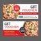 Discount gift voucher fast food template design. Pizza set. Use for coupon, banner, flyer, sale, promotion