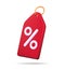 Discount icon. 3d price tag. Coupon with percentage for sale. Red label with percent for special offer. Shop promotion. Card for