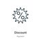 Discount outline vector icon. Thin line black discount icon, flat vector simple element illustration from editable ecommerce