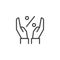 Discount percent with hands outline icon