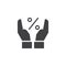 Discount percent with hands vector icon