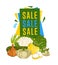 Discount sale poster with fresh vegetable