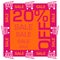 Discount Twenty Percent Off Pink Orange Sale Square Shopping Carts