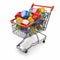 Discounts. Shopping cart and cubes with percent