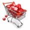 Discounts. Shopping cart and cubes with percent