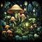 Discover charm of a mythical world with mesmerizing illustration of fantasy mushrooms in enchanted forest. AI generated