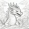 Discover Creative Bliss: Engage with a Fiery Baby Dragon\\\'s 3D Coloring Adventure in Black & White