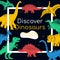 Discover Dinosaurs - colorful flat design style poster